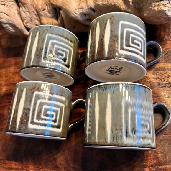 Mikasa Potters Craft Firesong Ceramic Mugs Set Of 4 Japan Microwave Dishwasher S - Picture 1 of 8